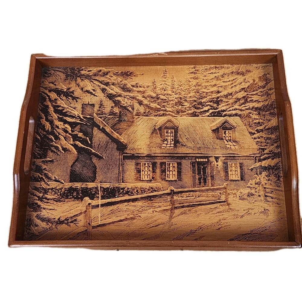 HOUSE of LLOYD TRAY 15"x11” Teak Wood Handles Cabin Decor Country Core